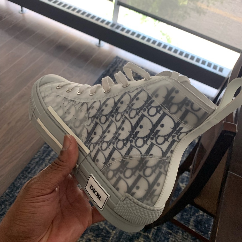 Dior White and Gray High-Top Sneakers - Picture 6 of 7
